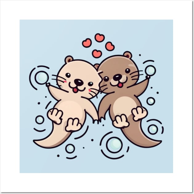 Significant Otters Otters Holding Hands Wall Art by Clouth Clothing 